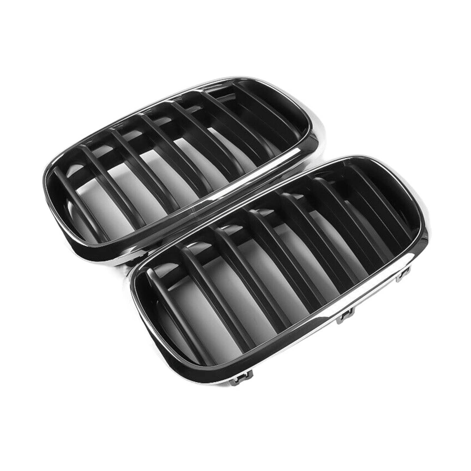 Auto-Fronthaube Nierengrill Stoßstange Schwarz Doppelgrillabdeckung Kompatibel für BMW F15 X5 F16 X6 F85 F86 X5M X6M 2014-2017 Autozubehör(Black Silver) von XWBTRQLK