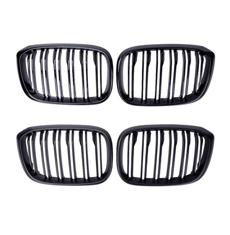 Auto-Nierengrill für die Motorhaube, Doppellamellen-Renngrill, glänzend schwarz, kompatibel mit BMW G01 G02 G08 X3 X4 2018–2021, Autozubehör(Black and Sliver) von XWBTRQLK