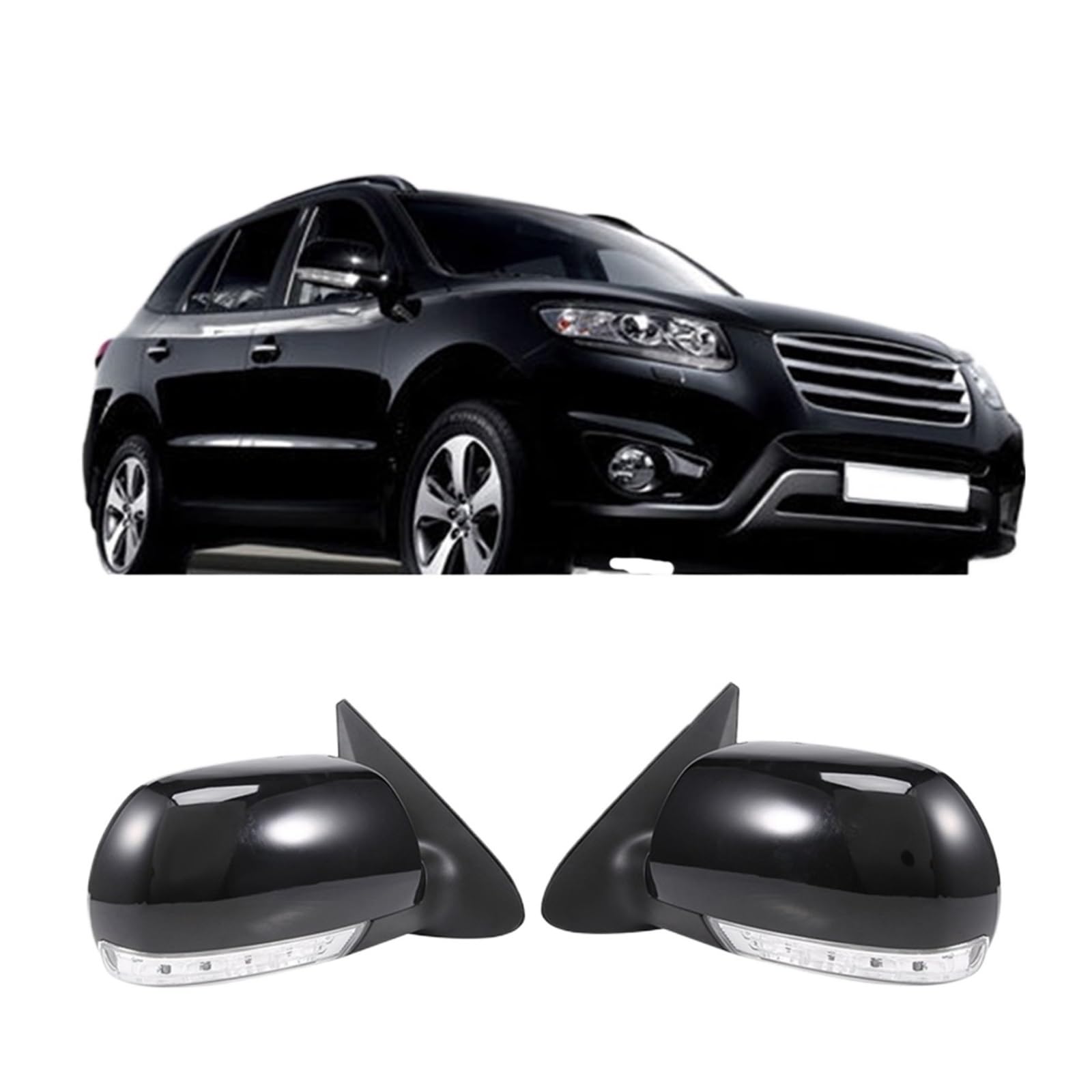Auto Seite Tür Power Rückspiegel Montage Kompatibel Für-Hyundai Santa Fe 2007-2012 LED Seite Rückspiegel von XWBTRQLK
