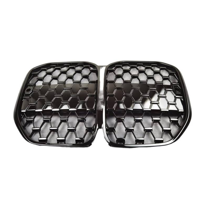 Auto-Stoßstangen-Frontgrill, kompatibel für BMW 4er G22 430I G82 M4 2021+, ABS, glänzend, komplett schwarz, Diamant-Stil, Mesh-Nieren-Renngitter(Without Hole) von XWBTRQLK