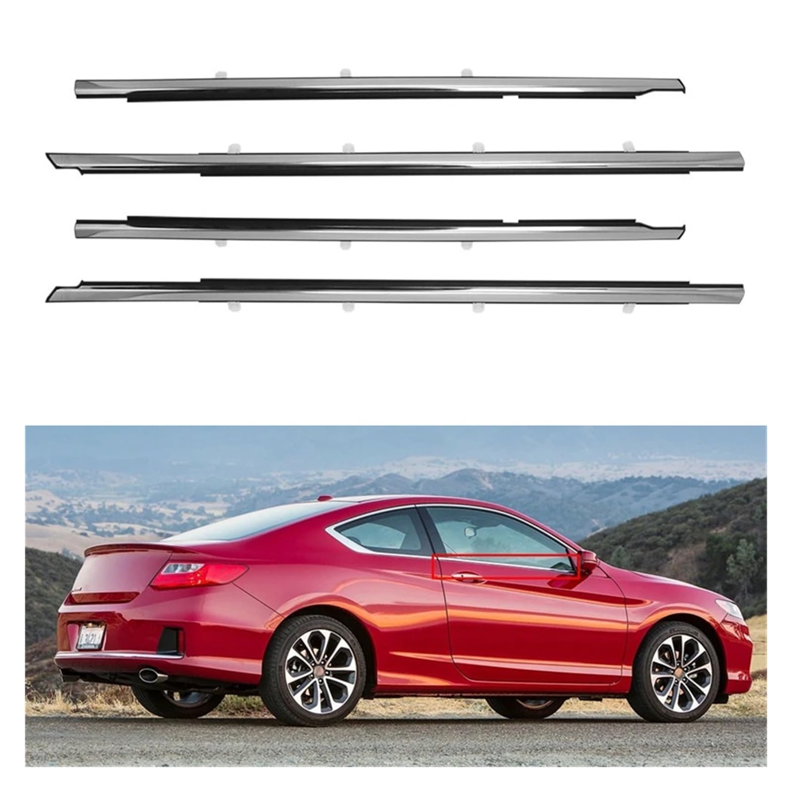 Autofenster-Dichtungsstreifen, kompatibel mit Honda Accord 2008–2012, Chrom-Seitentür-Zierleiste, äußere Fensterglas-Dichtungsbänder Autofenster-Dichtungsstreifen, kompatibel mit Honda Accord 2008–2012, Chrom-Seitentür-Zierleiste, äußere Fensterglas-Dichtungsbänder von XWBTRQLK