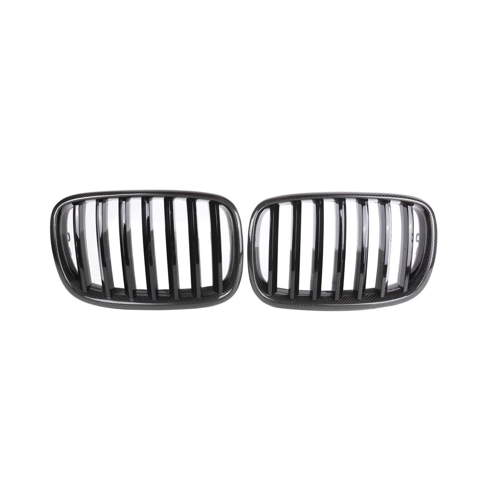 Carbon Fiber ABS Duale-lamellen Glanz Schwarz Racing Grill Kompatibel Für BMW E70 E71 X5 (2007-2013) X6 (2008-2014) front Stoßstange Grille E72(1 Slat Gloss Carbon) von XWBTRQLK