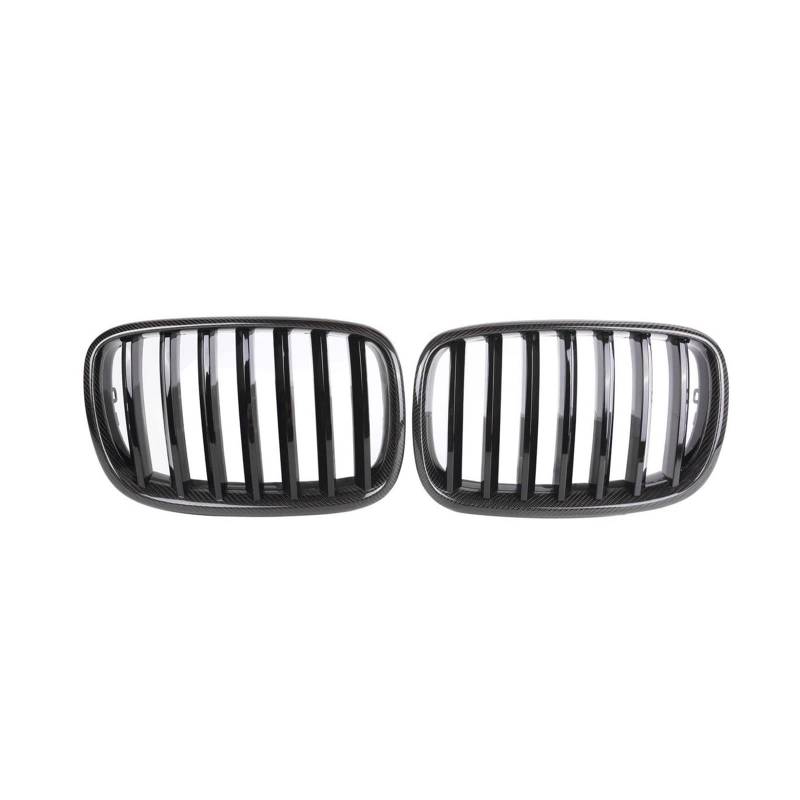 Carbon Fiber ABS Duale-lamellen Glanz Schwarz Racing Grill Kompatibel Für BMW E70 E71 X5 (2007-2013) X6 (2008-2014) front Stoßstange Grille E72(1 Slat Gloss Carbon) von XWBTRQLK