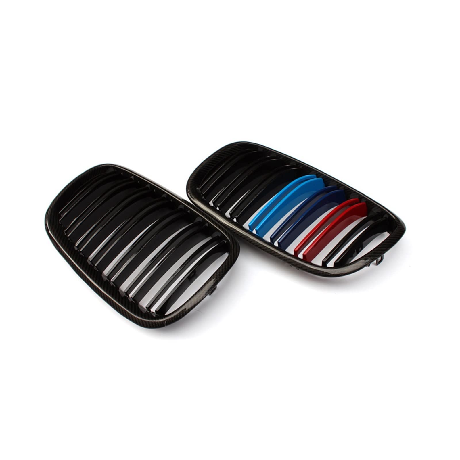 Carbon Fiber ABS Duale-lamellen Glanz Schwarz Racing Grill Kompatibel Für BMW E70 E71 X5 (2007-2013) X6 (2008-2014) front Stoßstange Grille E72(2 Slat Gloss CF) von XWBTRQLK
