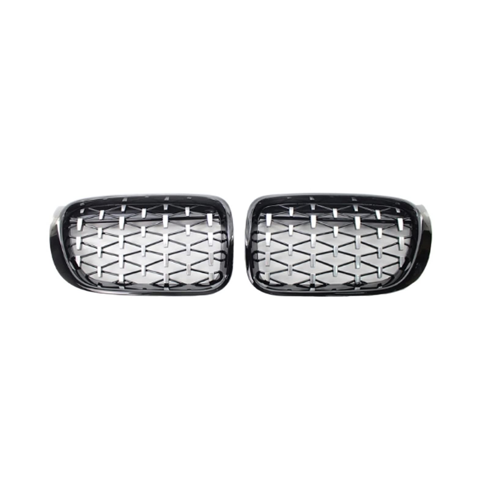 Chrom Schwarz EIN Paar Auto Front Nieren Grill Diamant Stil Racing Grills Kompatibel Für BMW F25 F26 X3 X4 2014-2017 Auto Styling Zubehör(Black silver) von XWBTRQLK