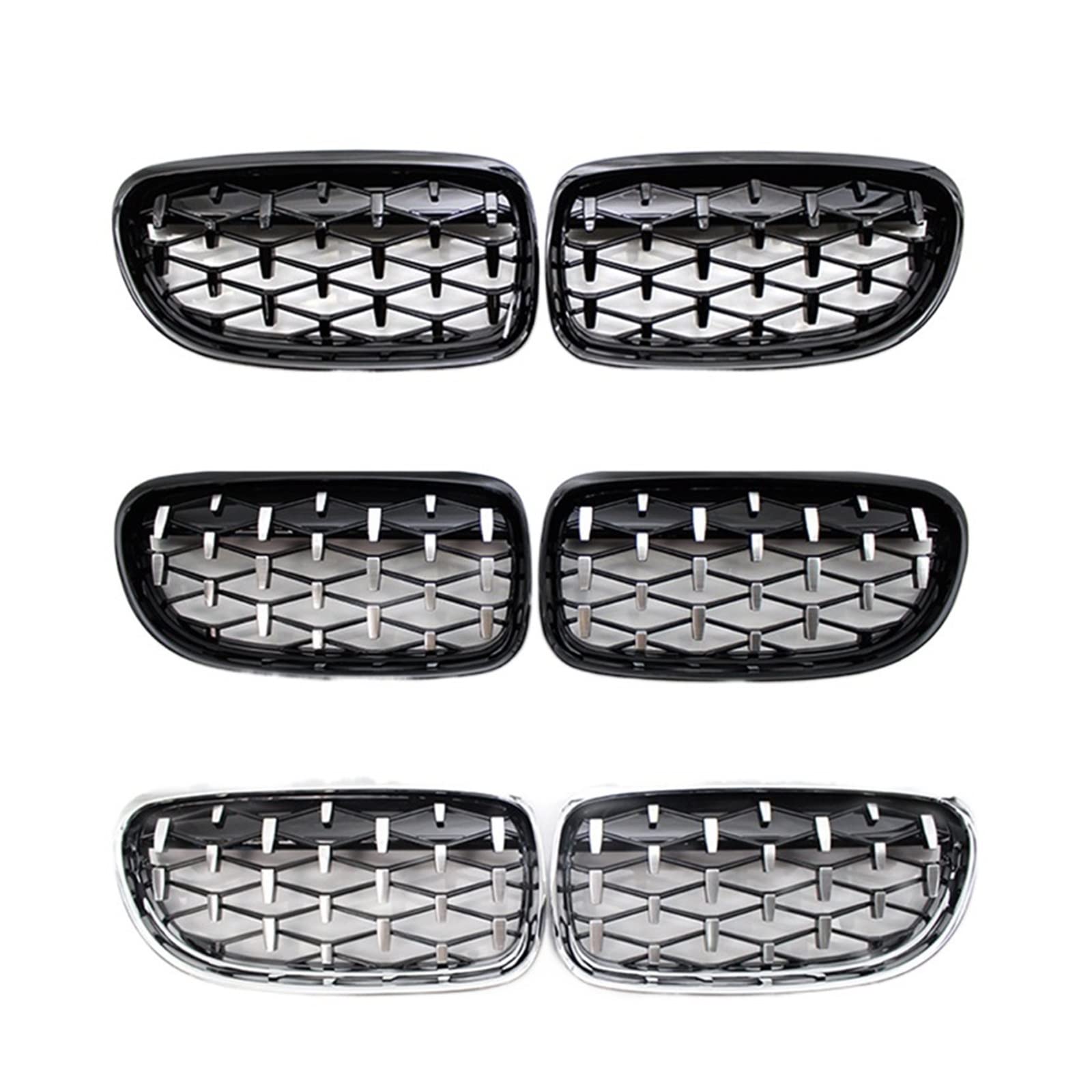 Diamond Grills Auto Nierengrill Frontstoßstange Racing Grill Auto Styling Kompatibel für BMW E90 E91 318i 320i 325i 328i 2009-2012(All Silver) von XWBTRQLK
