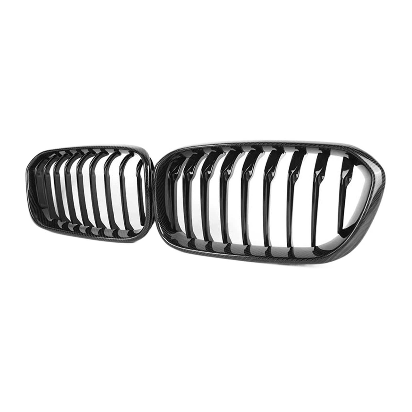 Echte Kohlefaser + ABS-Front-Doppellamellen-Sport-Nierengrill, Ersatz-Renngrill, kompatibel mit BMW 1er F20 F21 LCI 2015–2018(1-Slat Carbon Fiber) von XWBTRQLK