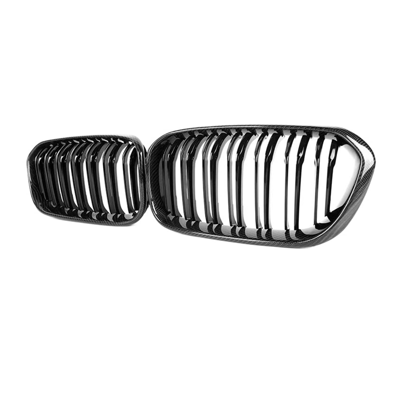 Echte Kohlefaser + ABS-Front-Doppellamellen-Sport-Nierengrill, Ersatz-Renngrill, kompatibel mit BMW 1er F20 F21 LCI 2015–2018(2-Slat Carbon Fiber) von XWBTRQLK