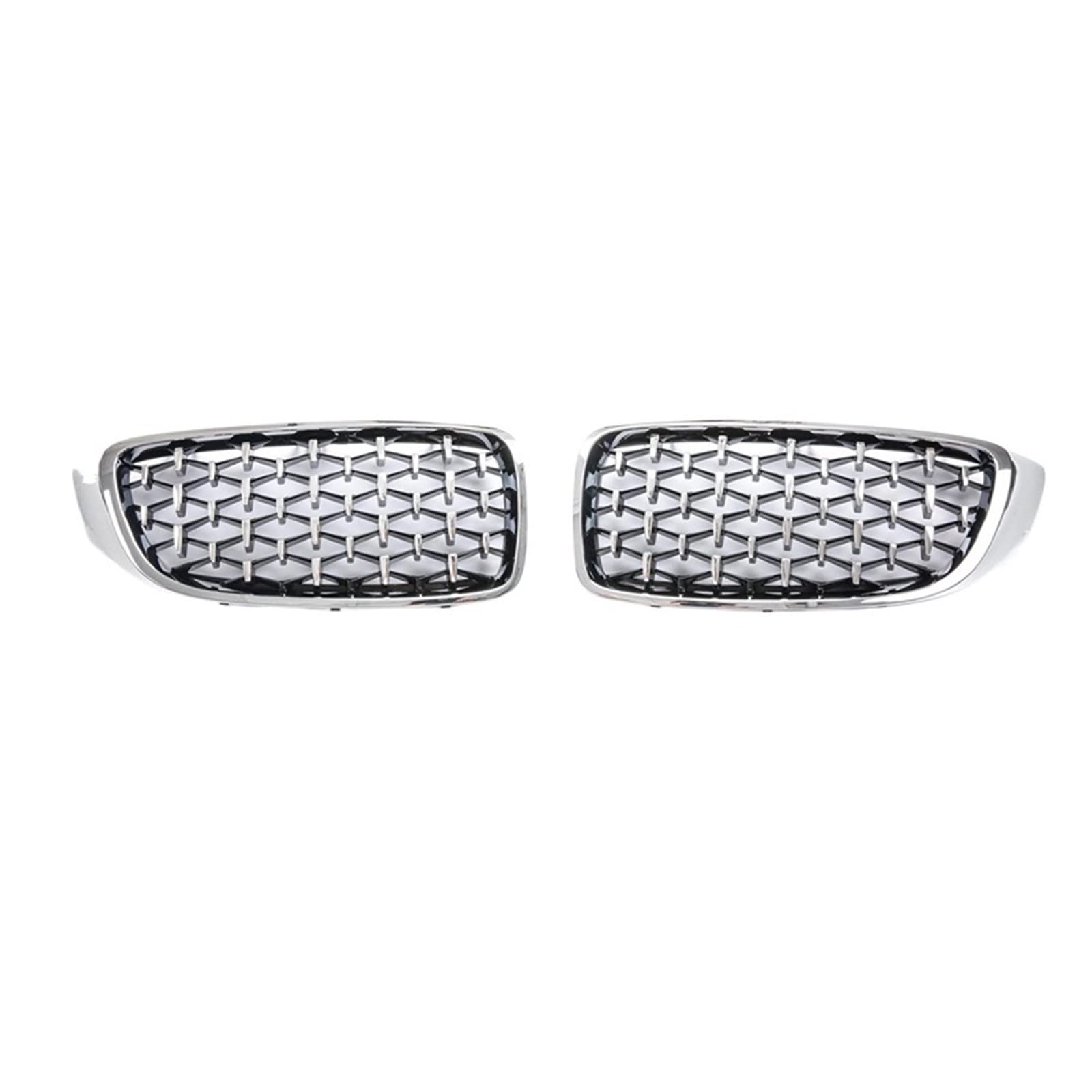 Ein Paar Chrom-Diamant-Nierengitter im Meteor-Stil für die Frontstoßstange, kompatibel mit BMW 4er-Reihe F32 F33 F36 F82 F83 M3 M4 14-20 Autozubehör(All Silver) von XWBTRQLK