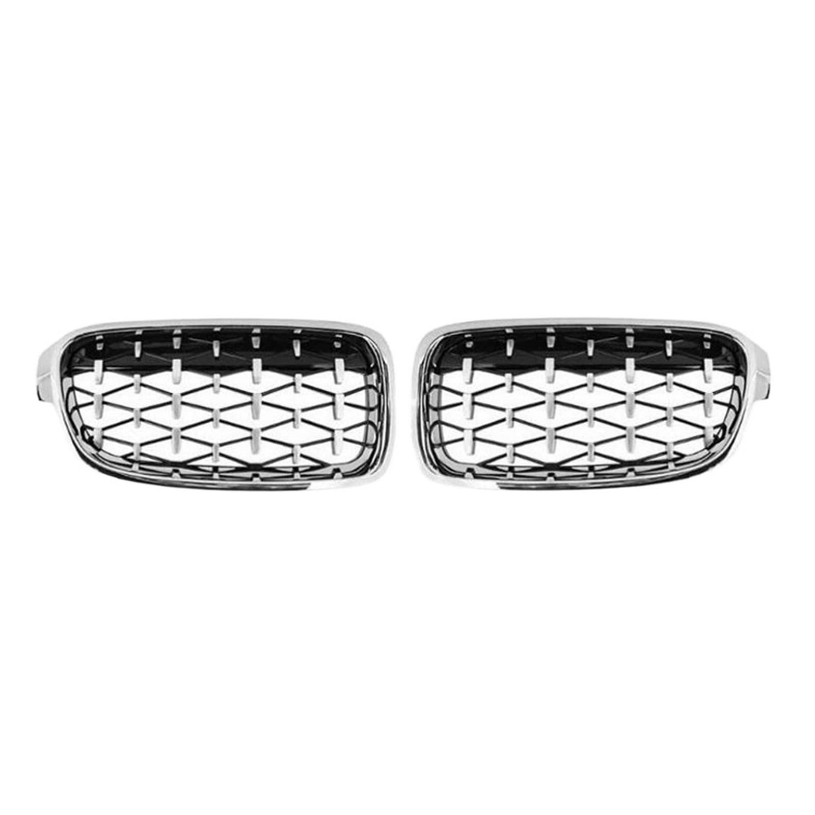 Ein Paar Chrom-Nierengitter im Meteor-Stil für die Frontstoßstange, kompatibel mit BMW 3er F30 F35 F31 2012–2018, Renngitter im Diamant-Stil(Full Silver) von XWBTRQLK
