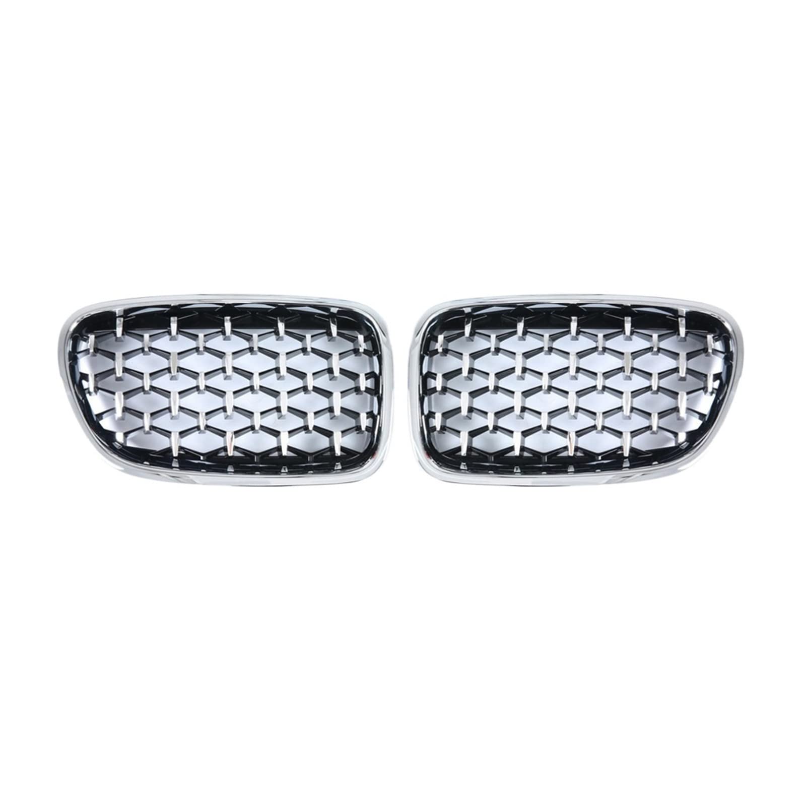 Ein Paar Diamantgrills, kompatibel mit BMW 5 Series GT F07 528i 535i 550i 2009–2017, Frontstoßstange, Nierengitter, Auto-Styling(All Silver) von XWBTRQLK