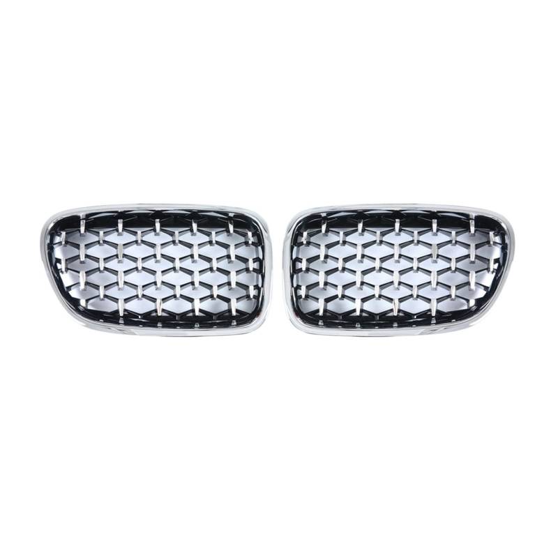 Ein Paar Diamantgrills, kompatibel mit BMW 5 Series GT F07 528i 535i 550i 2009–2017, Frontstoßstange, Nierengitter, Auto-Styling(All Silver) von XWBTRQLK