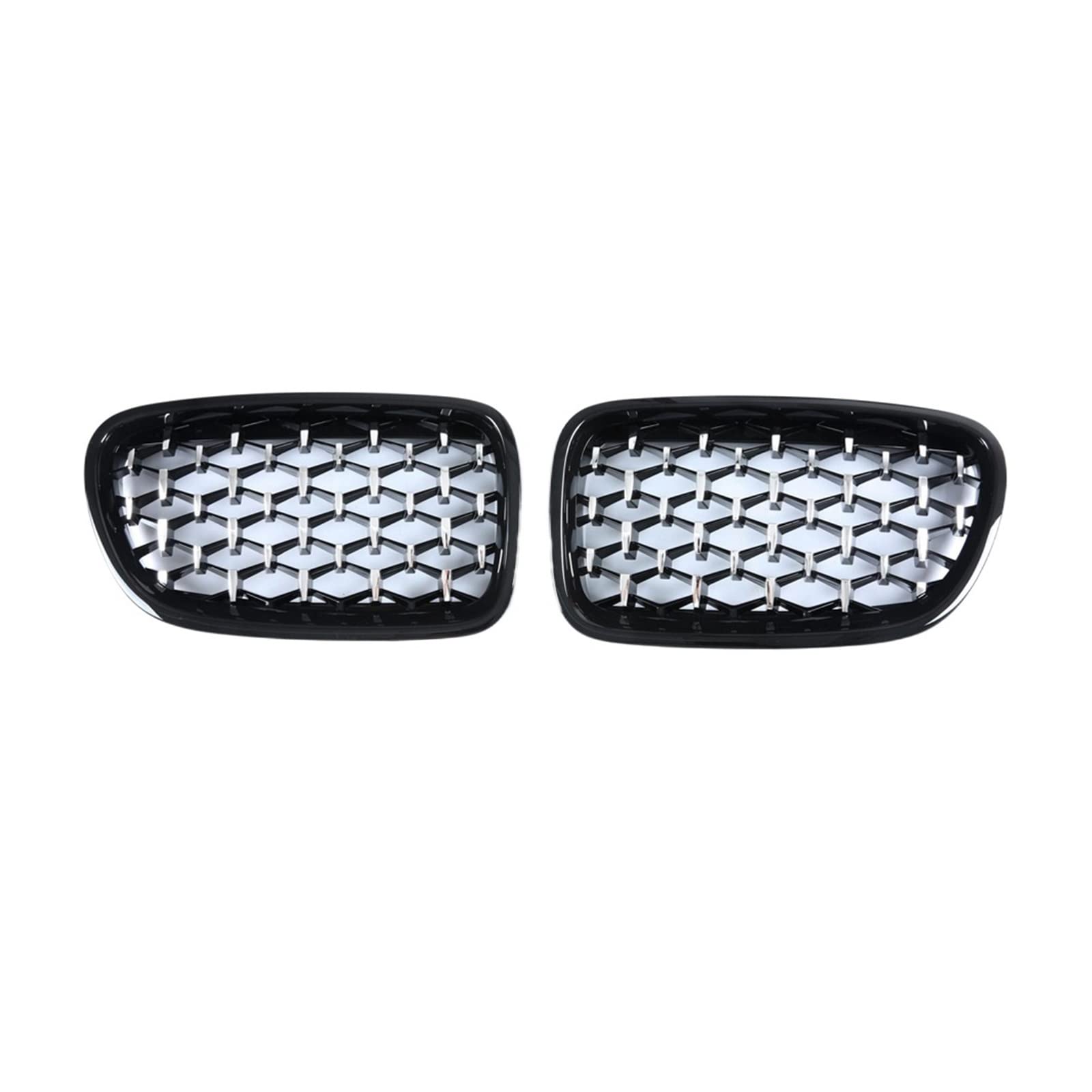 Ein Paar Diamantgrills, kompatibel mit BMW 5 Series GT F07 528i 535i 550i 2009–2017, Frontstoßstange, Nierengitter, Auto-Styling(Silver and Black) von XWBTRQLK