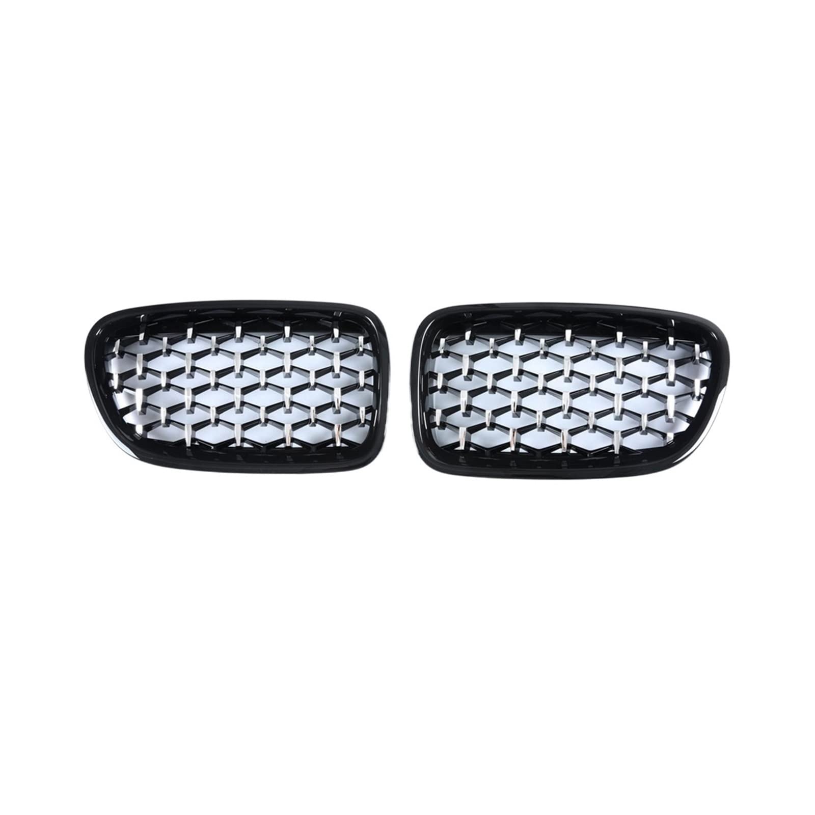Ein Paar F07 Diamantgrills, kompatibel für BMW 5er GT F07 528i 535i 550i 2009–2017, Frontstoßstange, Nierengitter, Auto-Styling(Silver and Black) von XWBTRQLK