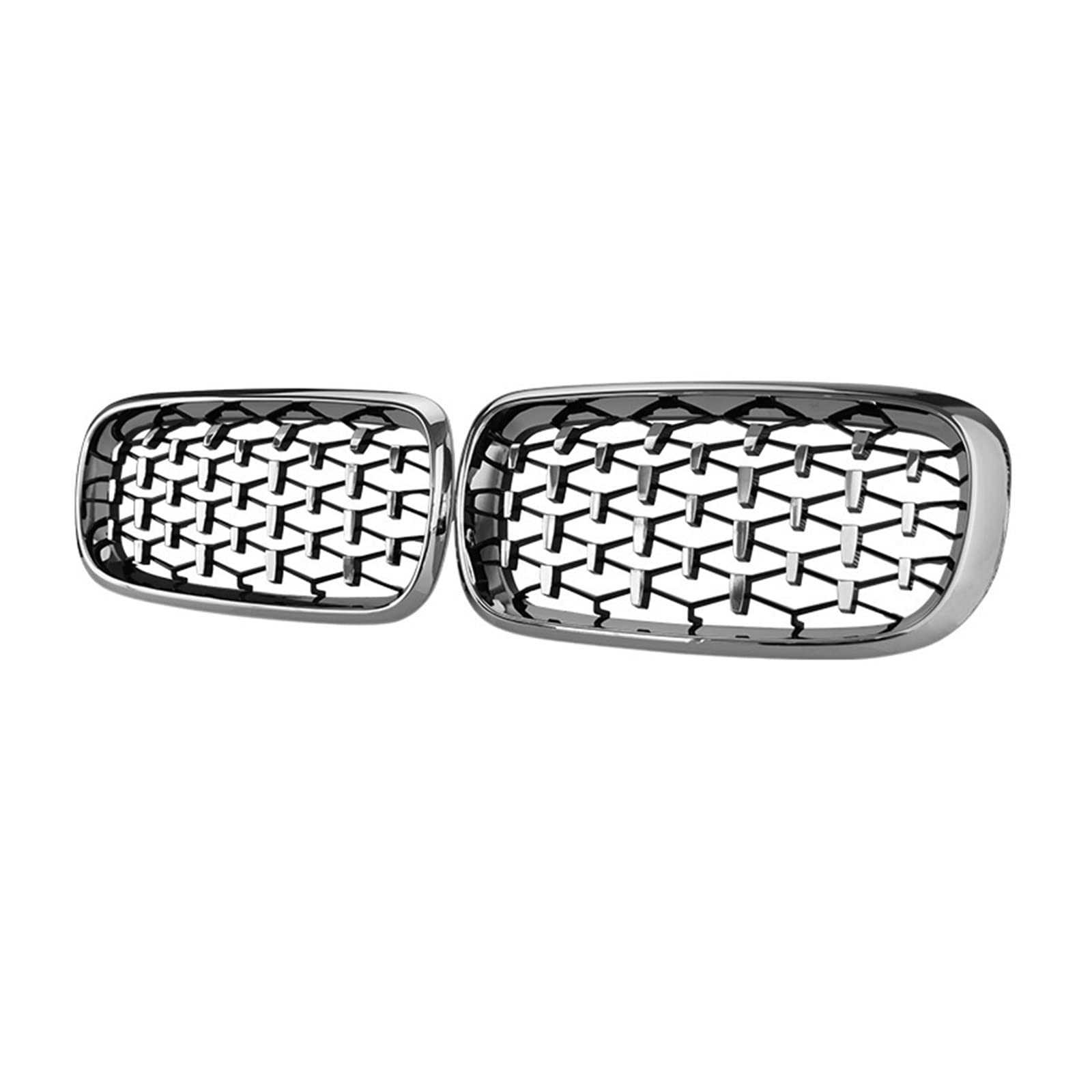 Ein Paar Nierengrill für die vordere Stoßstange, Diamant-Meteor-Stil, kompatibel mit BMW F15 F16 X5 X6 2014–2018, Autozubehör(Full Silver) von XWBTRQLK