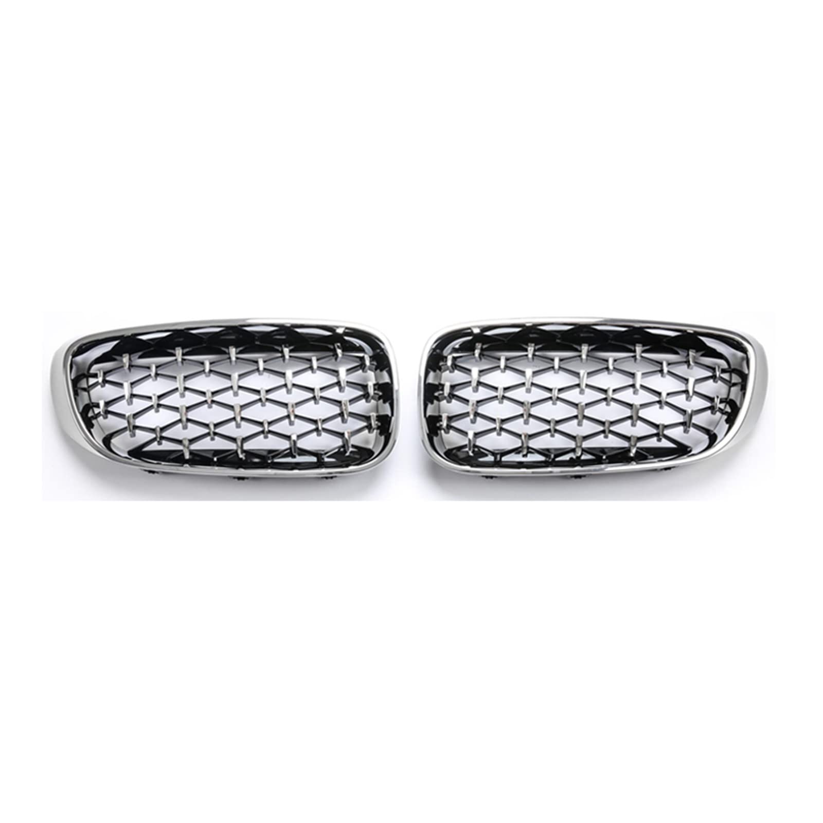 Ein Paar Nierengrills für die Frontstoßstange, kompatibel mit BMW 3er GT F34 2012–2019, Chrom-Diamant-Limousinengrill, Meteor-Stil(Full Silver) von XWBTRQLK