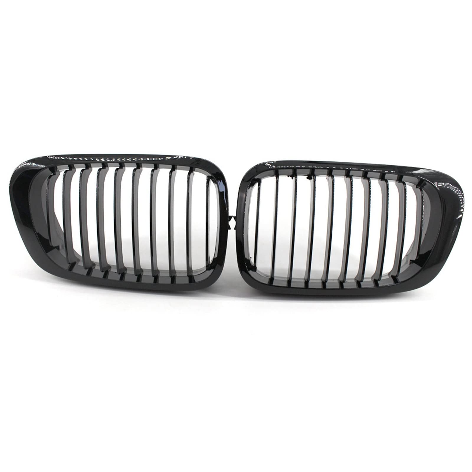 Ein Paar Nierengrills für die vordere Stoßstange, 2 Lamellen, MM-Farbe, kompatibel mit BMW 3er-Serie E46 4-Türer 1998 1999 2000 2001, Auto-Styling-Zubehör(1 Slat Gloss Black) von XWBTRQLK