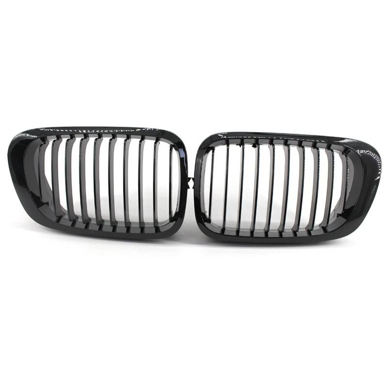 Ein Paar Nierengrills für die vordere Stoßstange, 2 Lamellen, MM-Farbe, kompatibel mit BMW 3er-Serie E46 4-Türer 1998 1999 2000 2001, Auto-Styling-Zubehör(1 Slat Gloss Black) von XWBTRQLK