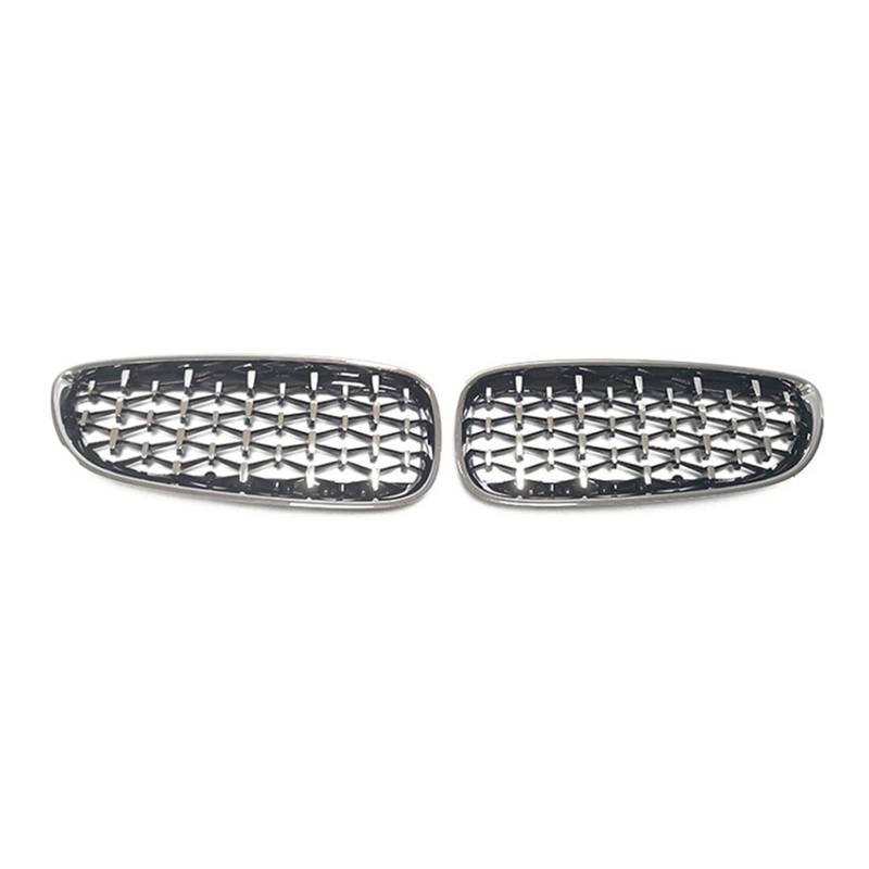 Ein Paar Nierengrills im Diamant-Stil für die vordere Stoßstange, kompatibel mit BMW Z4 E89 2009–2016, Autozubehör, Auto-Styling-Dekoration(Full Silver) von XWBTRQLK