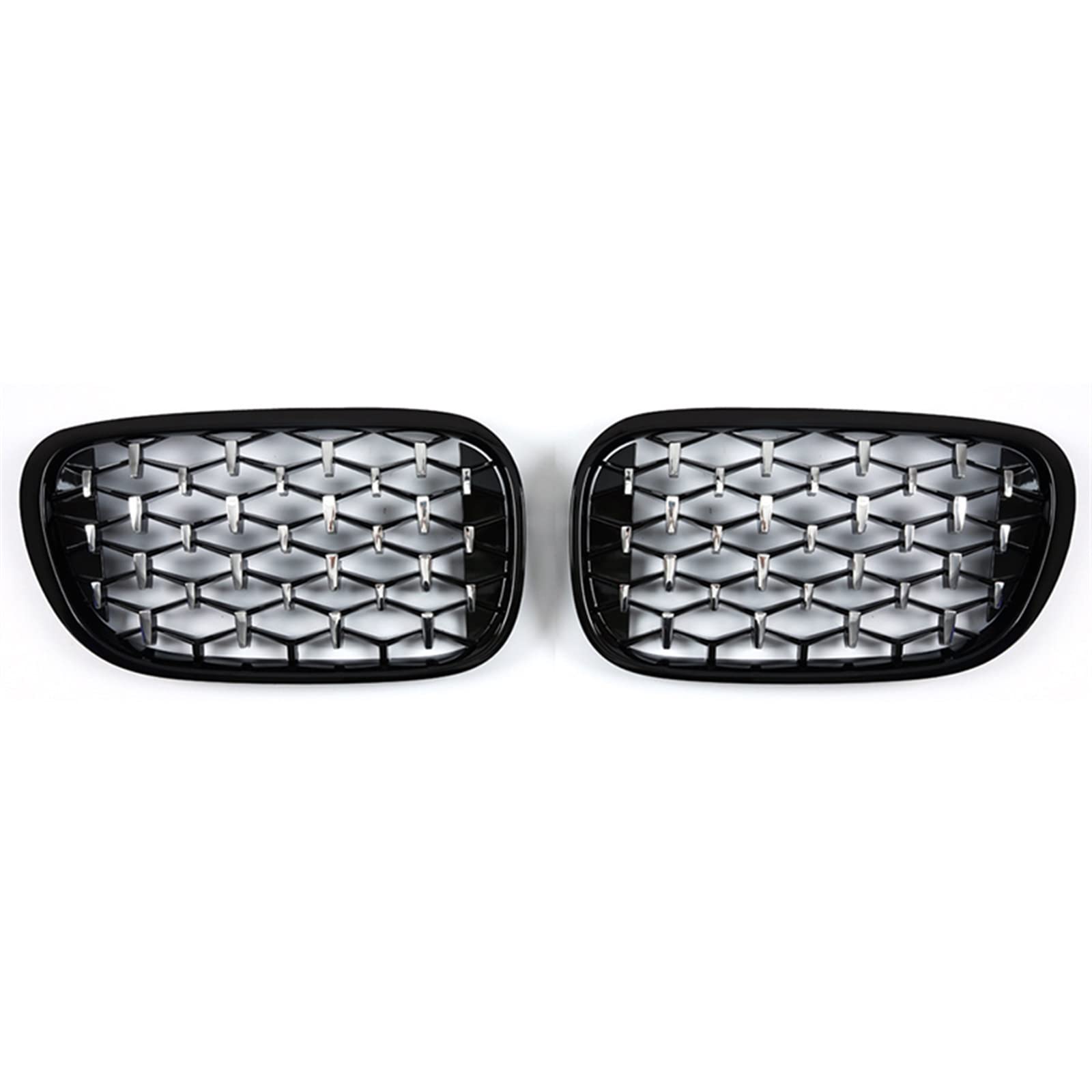 Ein Paar kompatibel für BMW 7er G11 G12 2016–2020 Diamantgrills, Nierengrill, Renngitter, Ersatz, Auto-Styling(Silver and Black) von XWBTRQLK