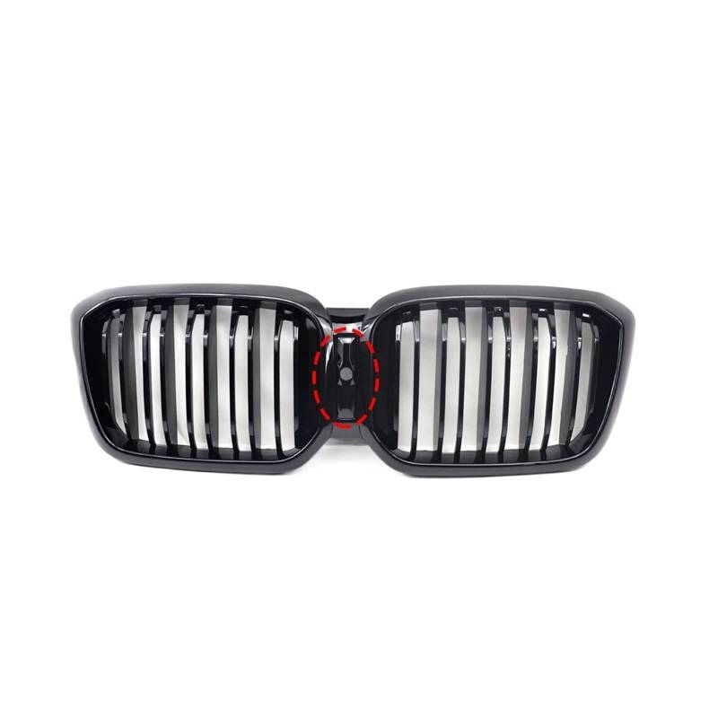 Front Racing Nierengrill Doppellamelle Glänzend Schwarz Sportgrill Kompatibel Für BMW X3 X4 G01 G02 LCI 2022+ Autozubehör Ersatzteil(2-Slat With Hole) von XWBTRQLK