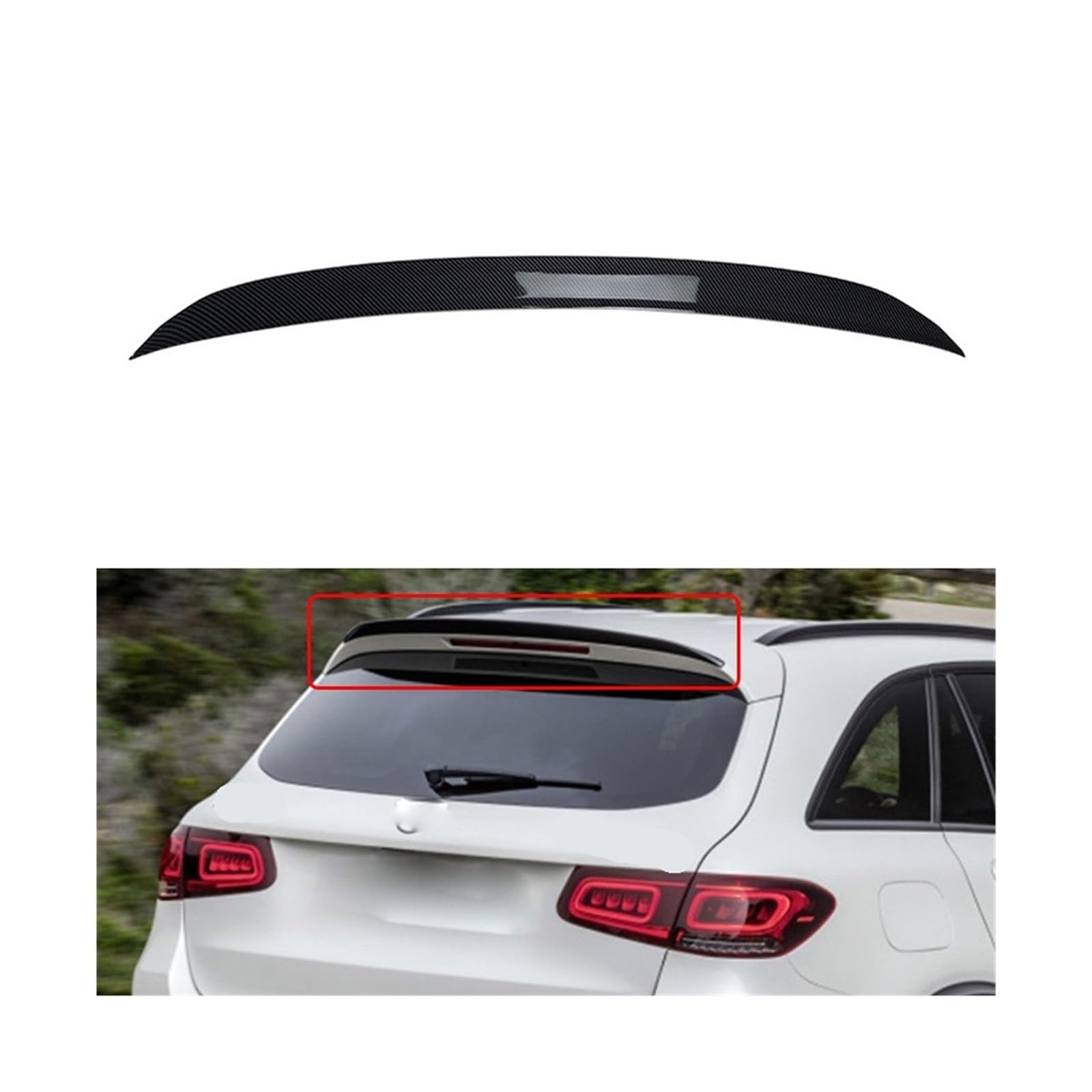Glänzend Schwarz Heckklappe Spoiler 2016-2022 Kompatibel Für-GLC X253 GLC200 GLC43 GLC63 AMG Auto Hinten Stamm dach Spoiler Flügel(Carbon Look) von XWBTRQLK