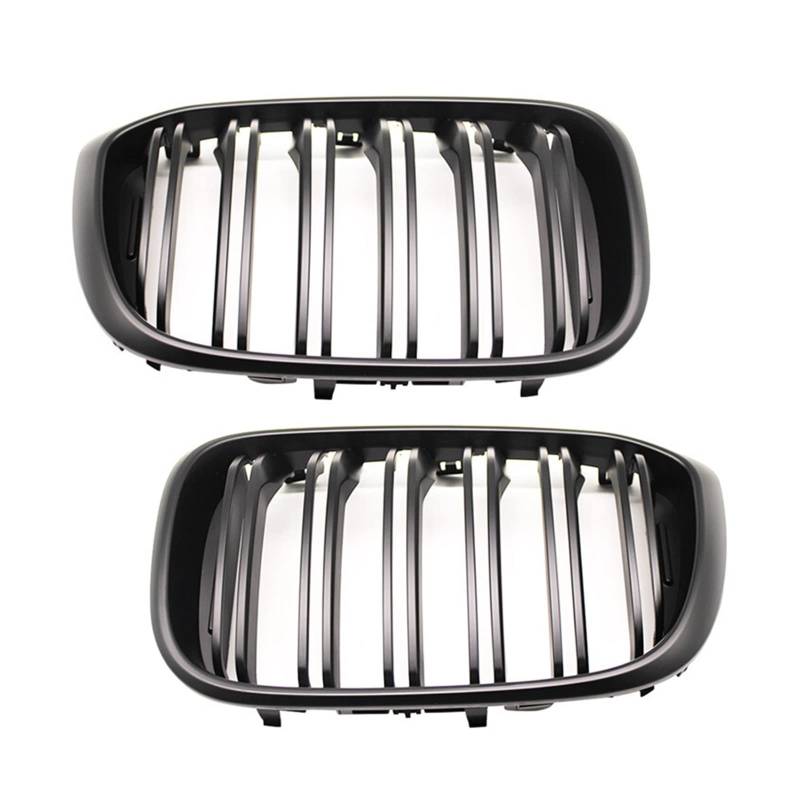 Glänzend schwarzer Nierengrill im Lamellenstil, kompatibel mit BMW X3 G01, X4 G02, kompatibel mit BMW X3 25i 28i und X4 25I 30I(2Matte Black) von XWBTRQLK