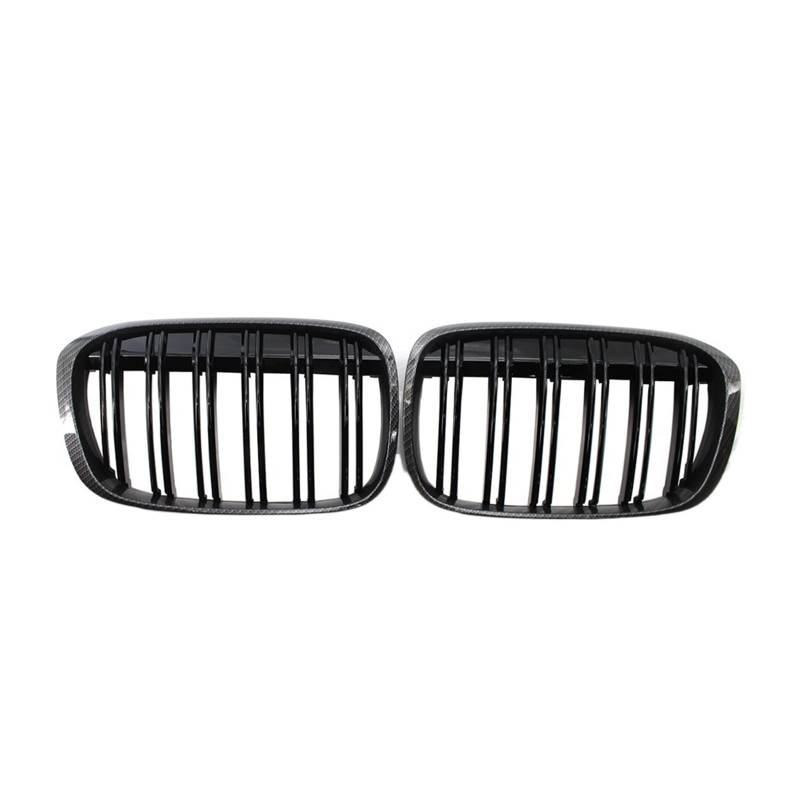 Kompatibel Für BMW F48 F49 X1 Serie 16-17 Carbon Faser Typ Rahmen Schwarz Dual Lamellen Kühlergrill von XWBTRQLK