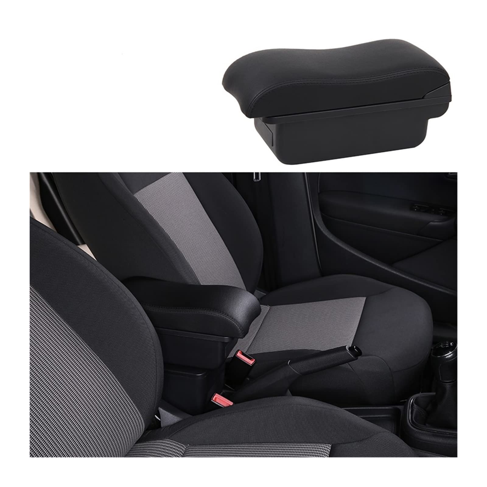 Kompatibel for Citroen C1 Armlehnenbox, kompatibel for Citroen C1, Auto-Armlehnenbox, interne Modifikation, USB-Ladeaschenbecher, Autozubehör(A1-black black NOusb) von XWBTRQLK