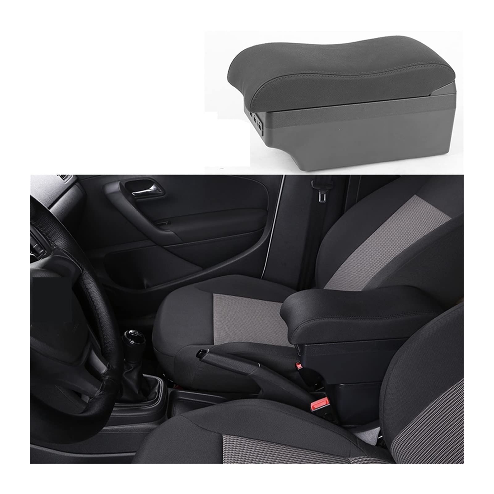 Kompatibel for Citroen C1 Armlehnenbox, kompatibel for Citroen C1, Auto-Armlehnenbox, interne Modifikation, USB-Ladeaschenbecher, Autozubehör(A3-black black 7 usb) von XWBTRQLK