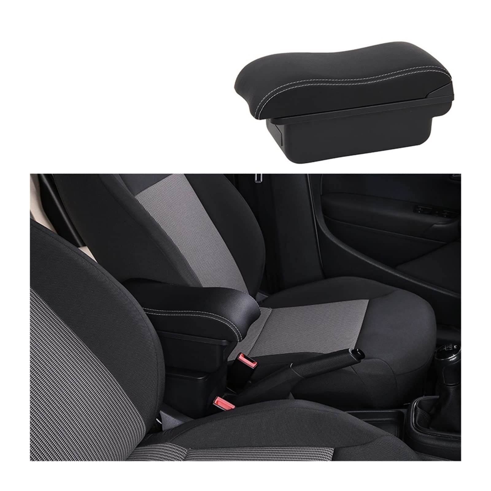 Kompatibel for Peugeot 207 Armlehnenbox, kompatibel for Peugeot 207, Auto-Armlehnenbox, interne Modifikation, USB-Ladeaschenbecher, Autozubehör(A1-black white NOusb) von XWBTRQLK