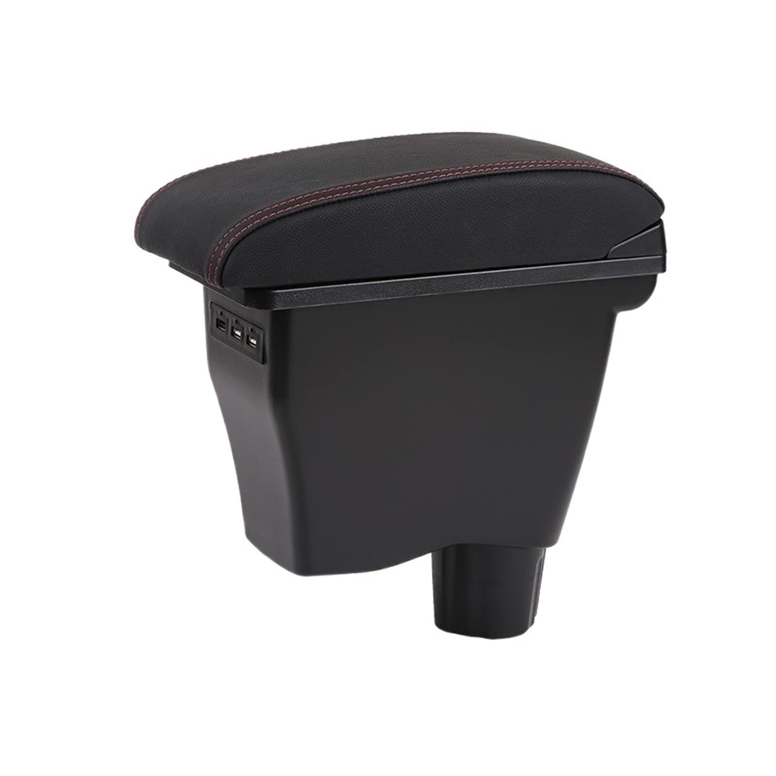 Kompatibel for Smart Fortwo Forfour Auto Armlehne Box Retrofit Teile Innen Lagerung Box 3USB Einfache Verwendung Auto Zubehör(A-black red 3 usb) von XWBTRQLK