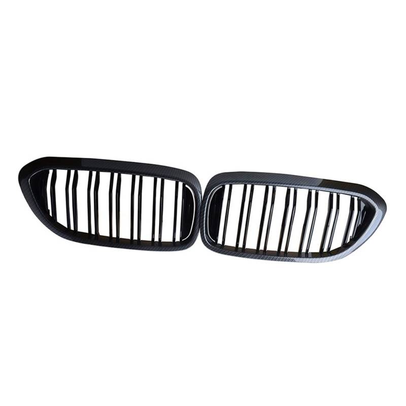 Kompatibel für 5er BMW G30 G38 525i 528i 530i 540i 2017–2020 Doppelte schwarze Lamellen-Frontstoßstange Nierengrill Lufteinlassgrill Dekoration(Carbon black) von XWBTRQLK