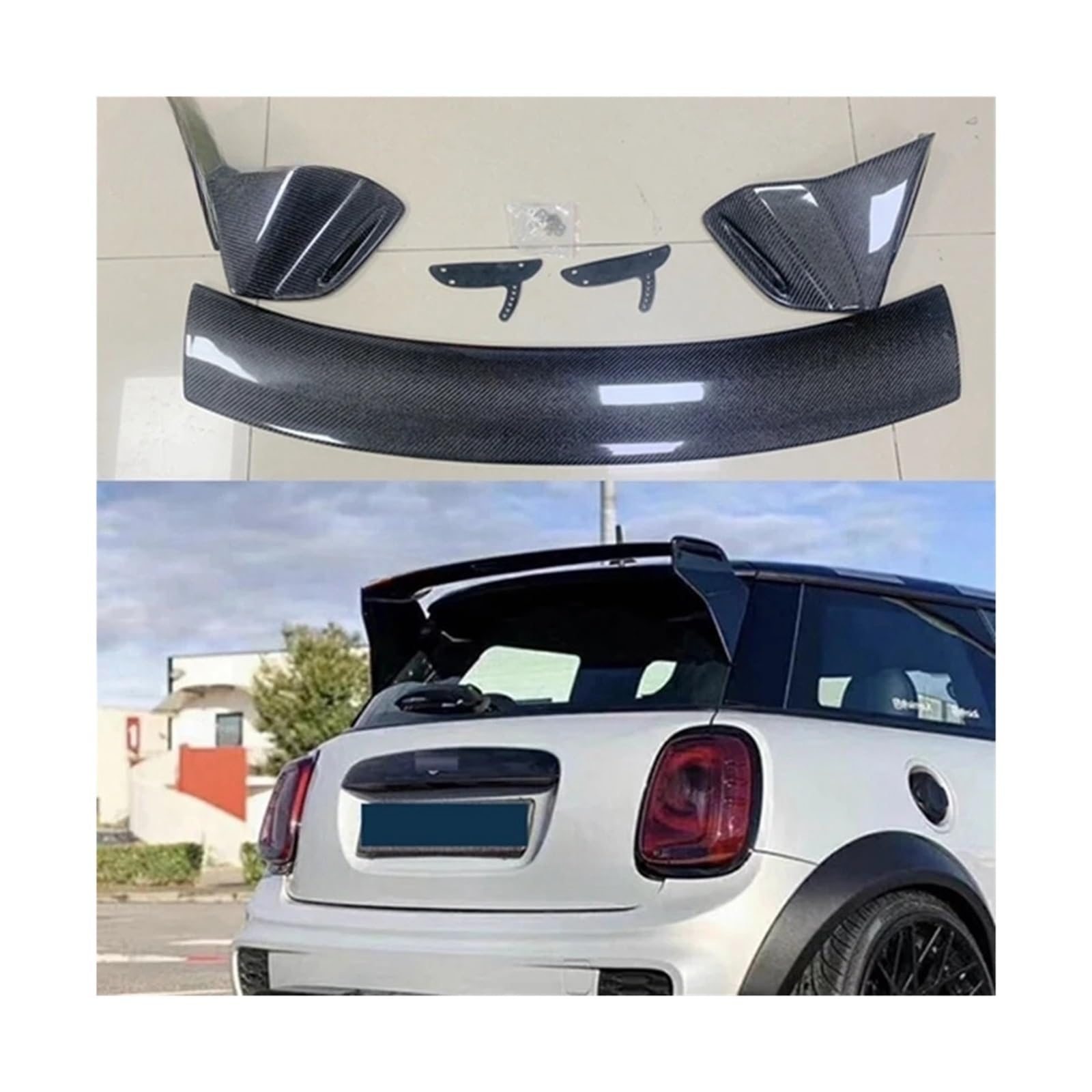 Kompatibel für Mini F56 Heckspoilerflügel mit verstellbarer Klinge, Außenzubehör, Body Kit, GP-Stil, Carbonfaser-Spoiler(Forged carbon) von XWBTRQLK