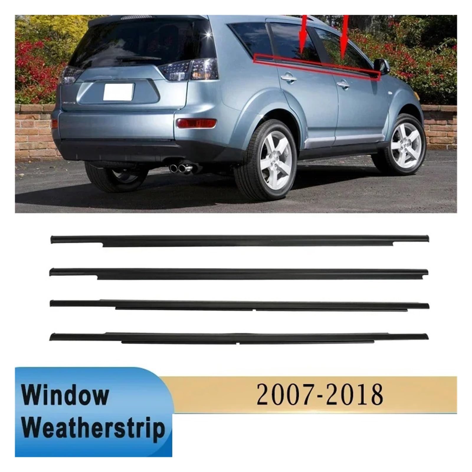 Kompatibel für Mitsubishi Outlander 2007–2012/2013–2018. Äußere Fensterdichtungen, Seitentür-Formteil, Dichtungsband 5727A007 5727A008(For 2007-2012) von XWBTRQLK