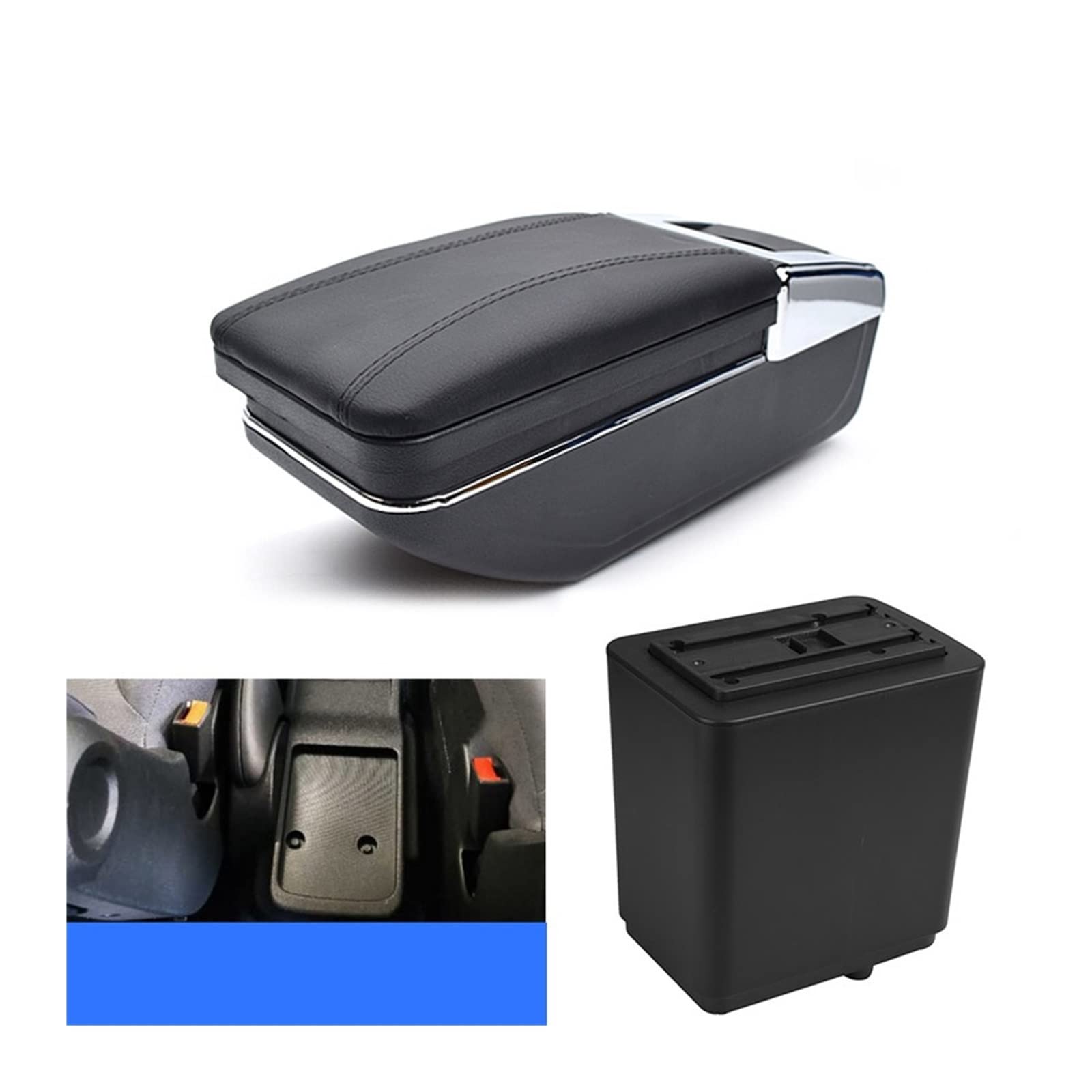 Kompatibel mit Citroen Berlingo, kompatibel mit Peugeot, Auto-Armlehne, ABS-Armlehne, Auto-Styling, Armlehnenbox, Mittelkonsole, USB-Zubehör(Black thread) von XWBTRQLK