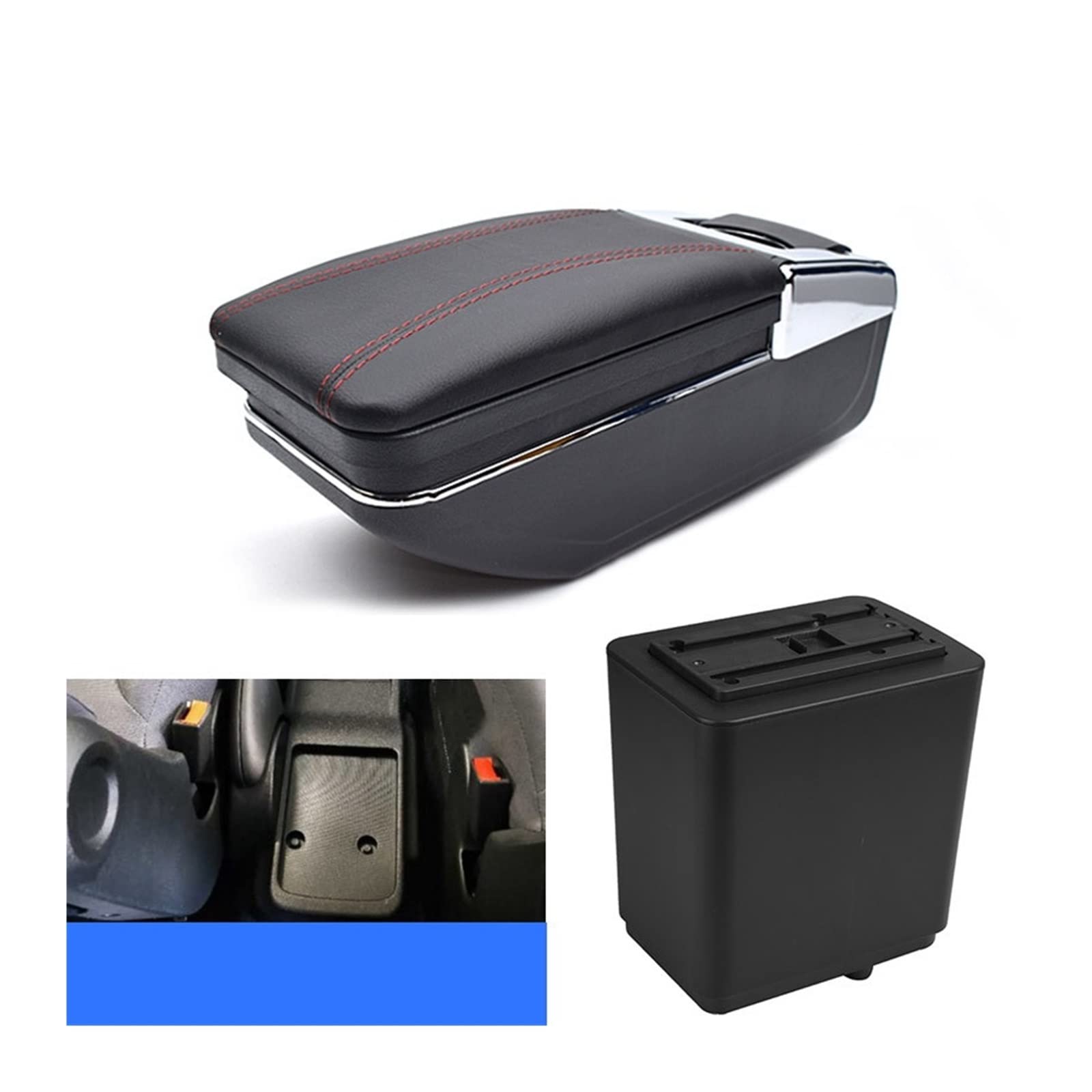 Kompatibel mit Citroen Berlingo, kompatibel mit Peugeot, Auto-Armlehne, ABS-Armlehne, Auto-Styling, Armlehnenbox, Mittelkonsole, USB-Zubehör(Red thread) von XWBTRQLK