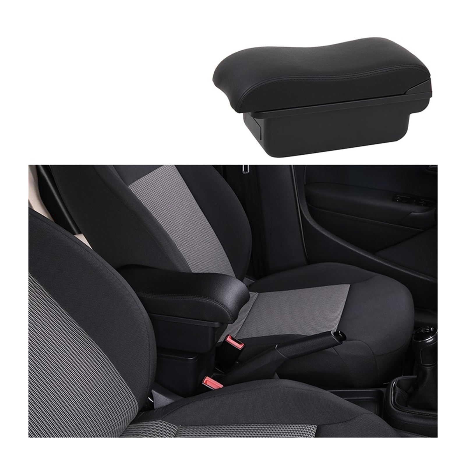 Kompatibel mit Peugeot 208 Armlehnenbox for 2008 Armlehnenbox, interne Modifikation, Nachrüstteile, USB-Aschenbecher, Autozubehör 2019 2020 2021(A1-black black NOusb) von XWBTRQLK