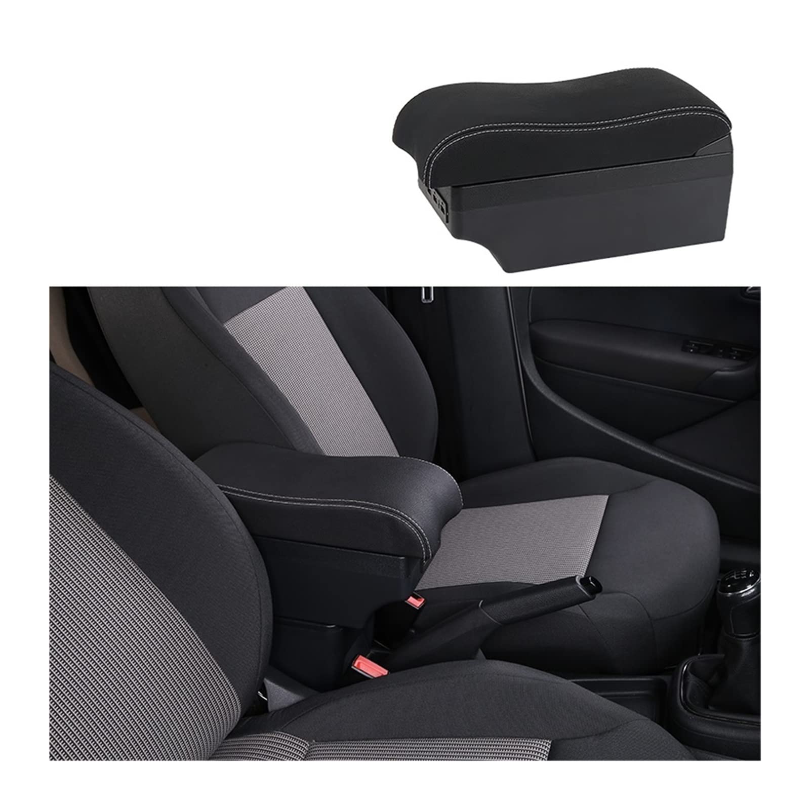 Kompatibel mit Peugeot 208 Armlehnenbox for 2008 Armlehnenbox, interne Modifikation, Nachrüstteile, USB-Aschenbecher, Autozubehör 2019 2020 2021(A3-black white 7 usb) von XWBTRQLK