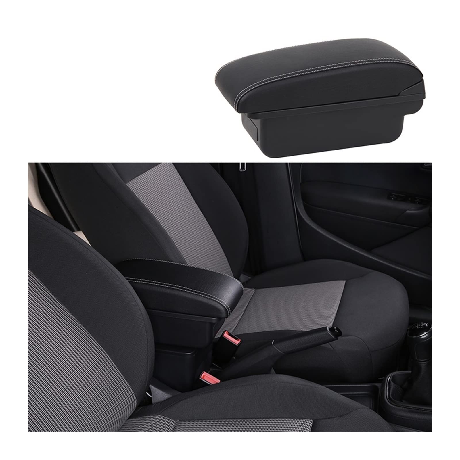Kompatibel mit Peugeot 208 Armlehnenbox for 2008 Armlehnenbox, interne Modifikation, Nachrüstteile, USB-Aschenbecher, Autozubehör 2019 2020 2021(B1-black white NOusb) von XWBTRQLK