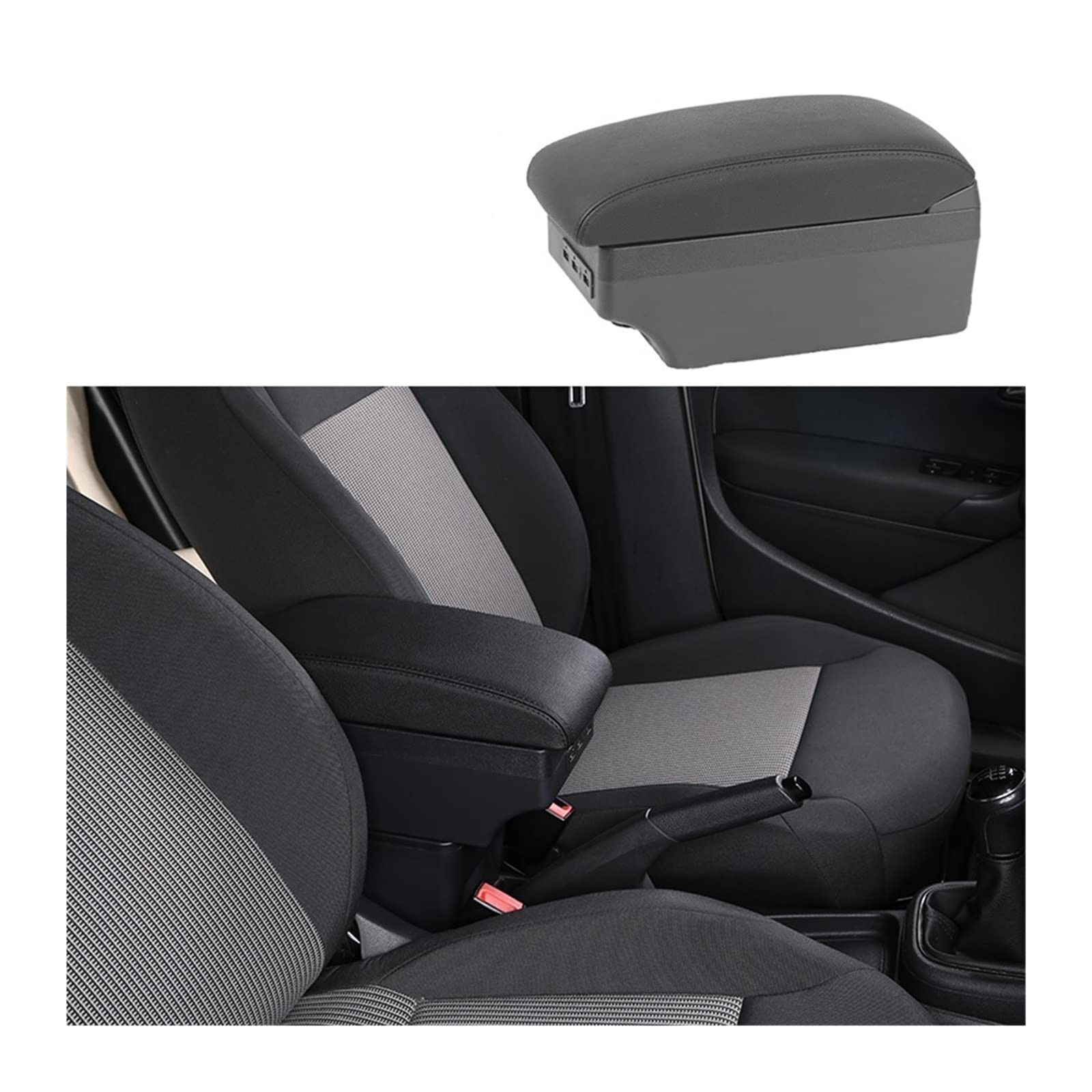 Kompatibel mit Peugeot 208 Armlehnenbox for 2008 Armlehnenbox, interne Modifikation, Nachrüstteile, USB-Aschenbecher, Autozubehör 2019 2020 2021(B3-black black 7 usb) von XWBTRQLK