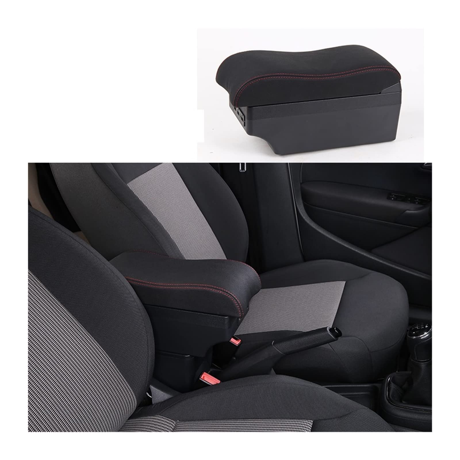 Kompatibel mit Toyota Yaris Hybrid Armlehnenbox, Auto-Armlehnenbox, interne Modifikation, USB-Ladeaschenbecher, Autozubehör(A3-black red 7 usb) von XWBTRQLK