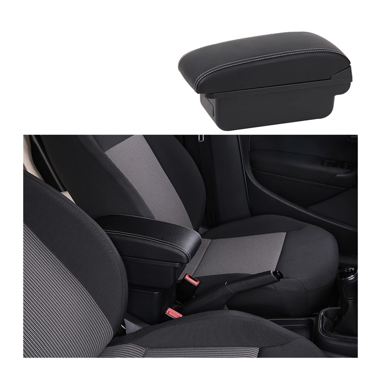 Kompatibel mit Toyota Yaris Hybrid Armlehnenbox, Auto-Armlehnenbox, interne Modifikation, USB-Ladeaschenbecher, Autozubehör(B1-black white NOusb) von XWBTRQLK
