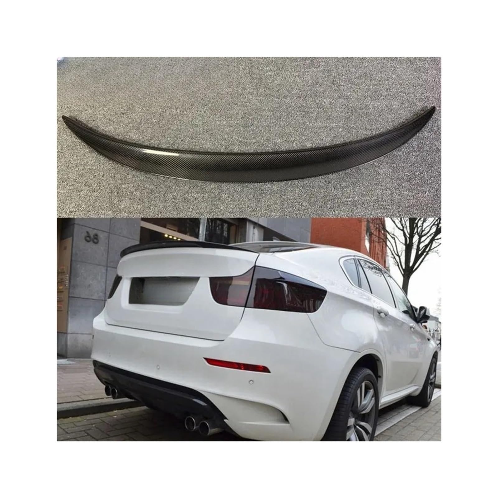 Kompatibel mit X6 E71 Spoiler, Carbon-Faser-Spoiler für X6 2008 2009 2010 2011 2012 2013, Heckspoilerflügel, Performance-Spoiler(Carbon fiber Look) von XWBTRQLK