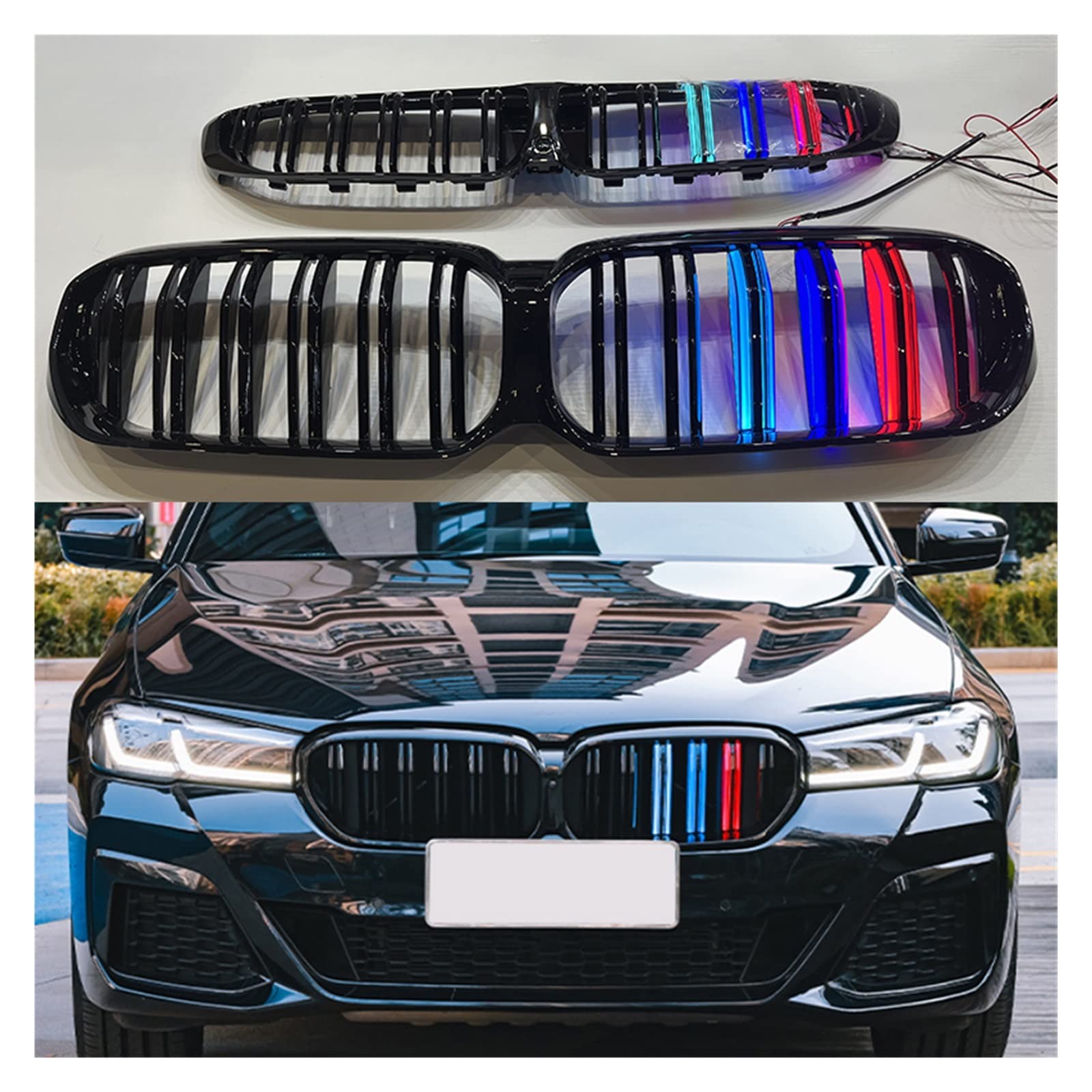 LED-Autogrill, kompatibel für BMW 5er G30 3er G20 2020+, schwarzes Leuchtgitter, modifizierter Kühlergrill, Auto-Außenzubehör(G20) von XWBTRQLK