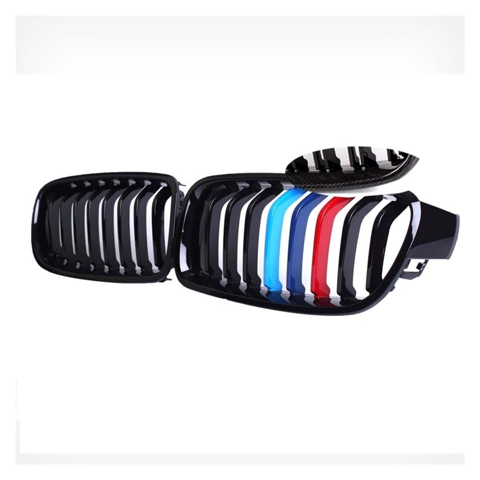 Nierengrill aus Kohlefaser und ABS-Material, kompatibel mit BMW 3er-Reihe F30 Limousine F31 Kombi 2012–2018, Frontstoßstange, glänzender Kühlergrill(1 Fin CF Gloss) von XWBTRQLK