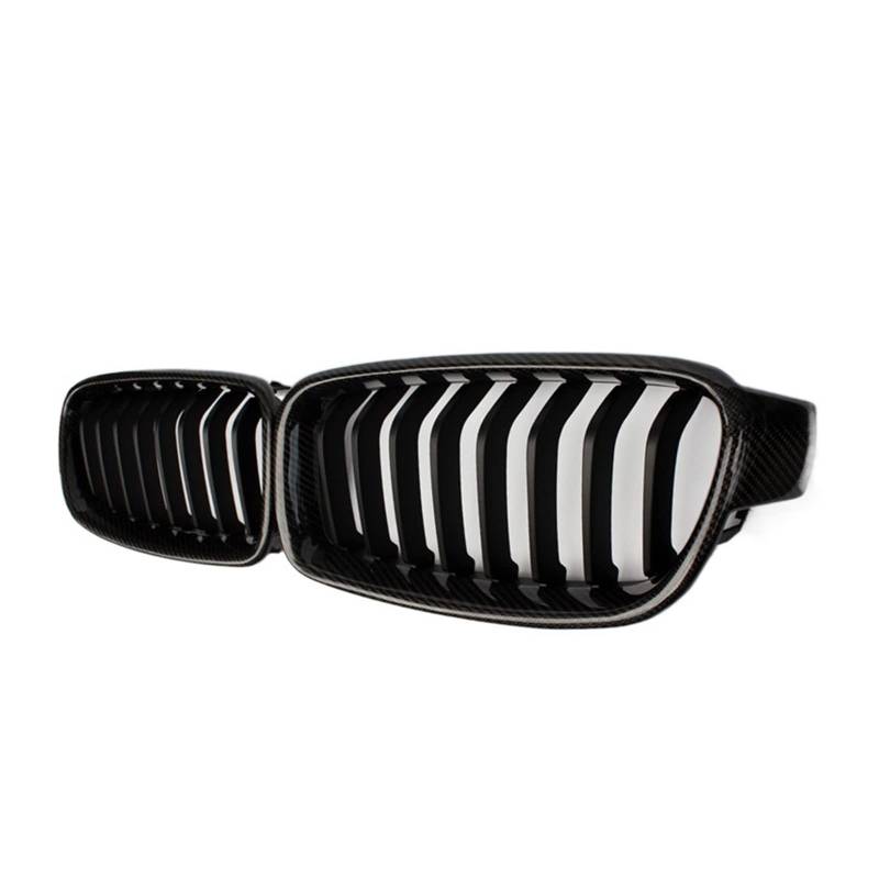 Nierengrill aus Kohlefaser und ABS-Material, kompatibel mit BMW 3er-Reihe F30 Limousine F31 Kombi 2012–2018, Frontstoßstange, glänzender Kühlergrill(1 Fin CF Matte Black) von XWBTRQLK