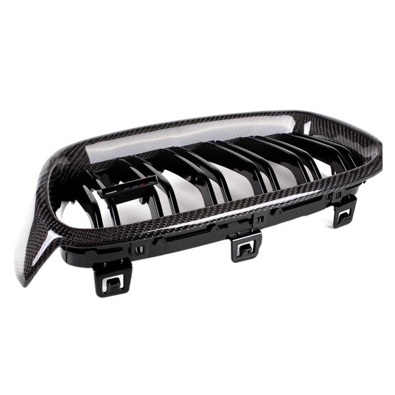 Nierengrill aus Kohlefaser und ABS-Material, kompatibel mit BMW 3er-Reihe F30 Limousine F31 Kombi 2012–2018, Frontstoßstange, glänzender Kühlergrill(2 Fin CF Gloss) von XWBTRQLK