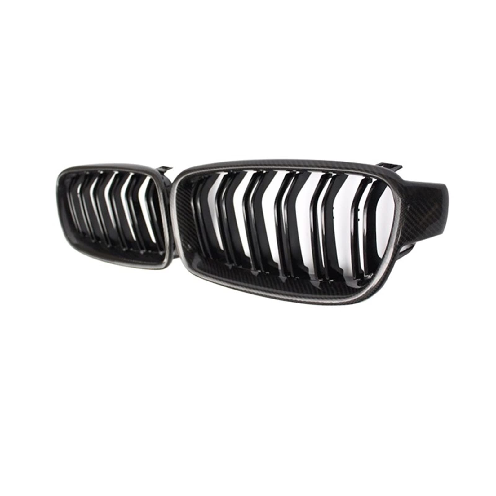 Nierengrill aus Kohlefaser und ABS-Material, kompatibel mit BMW 3er-Reihe F30 Limousine F31 Kombi 2012–2018, Frontstoßstange, glänzender Kühlergrill(2 Fin CF Gloss Black) von XWBTRQLK