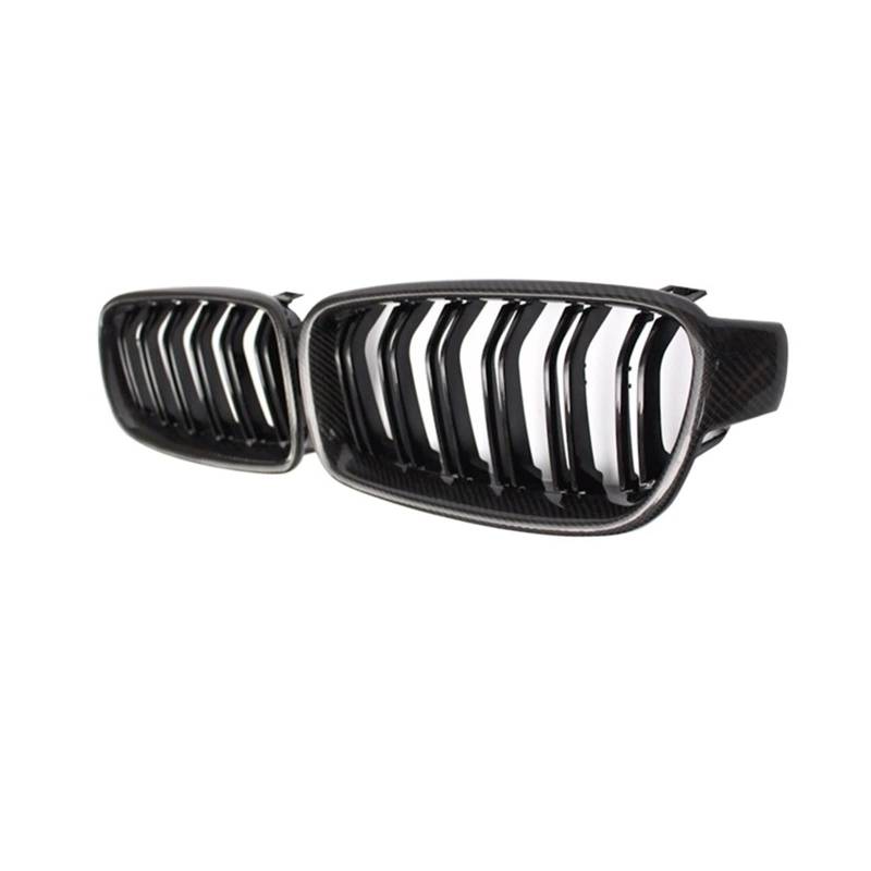 Nierengrill aus Kohlefaser und ABS-Material, kompatibel mit BMW 3er-Reihe F30 Limousine F31 Kombi 2012–2018, Frontstoßstange, glänzender Kühlergrill(2 Fin CF Gloss Black) von XWBTRQLK